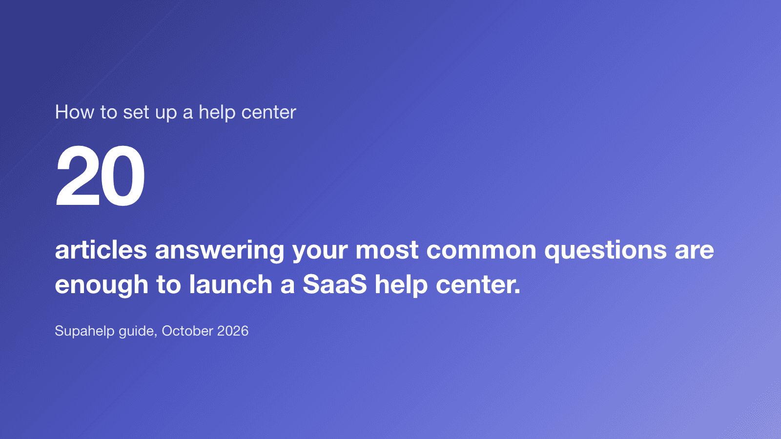 20 articles answering your most common questions are enough to launch a SaaS help center.