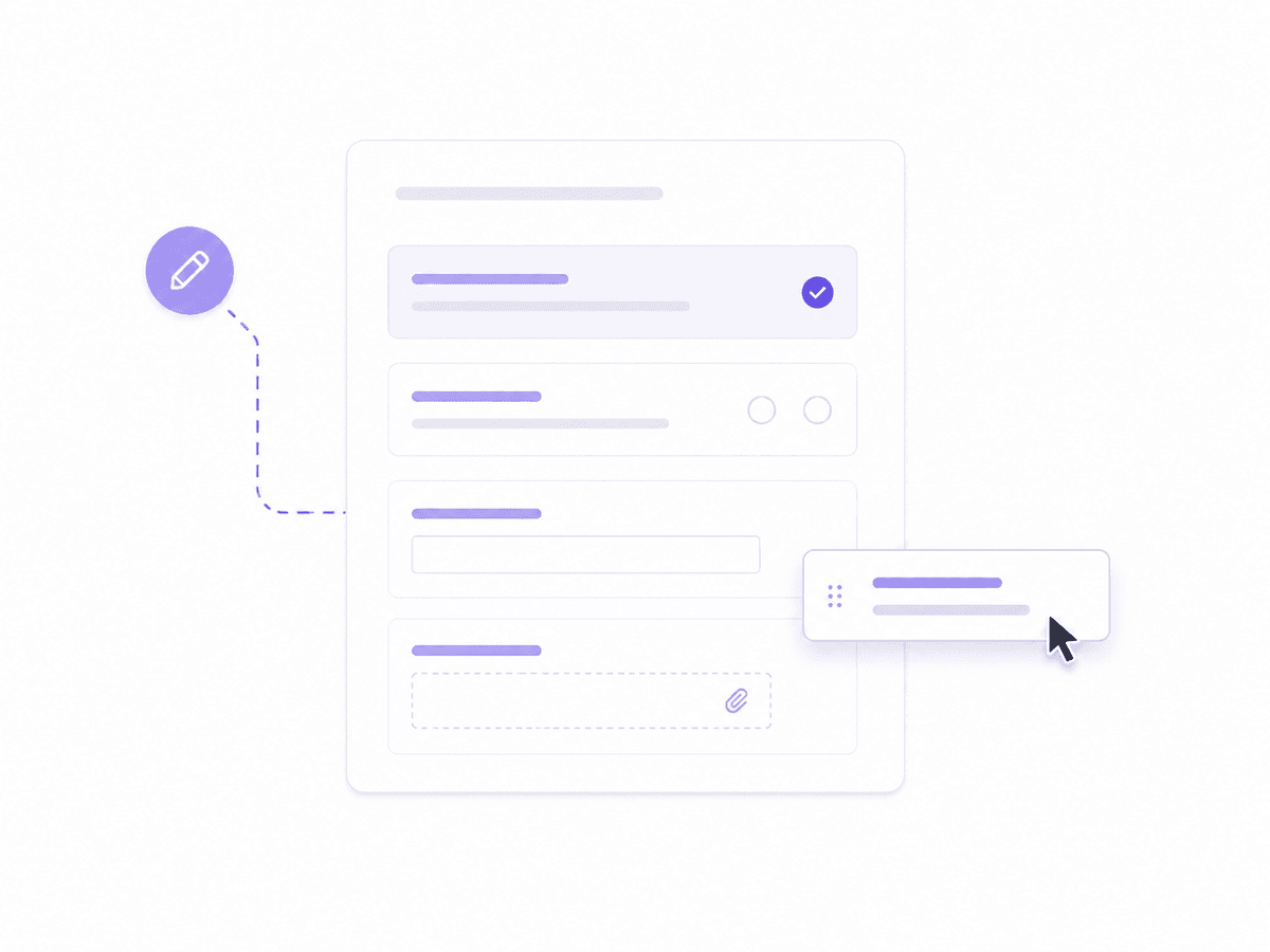 Request intake asking the customer to pick a request type before answering follow-up questions